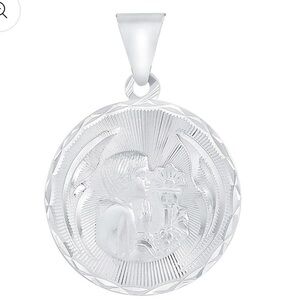 Silver 925 First Communion Diamond Cut Boy Medallion